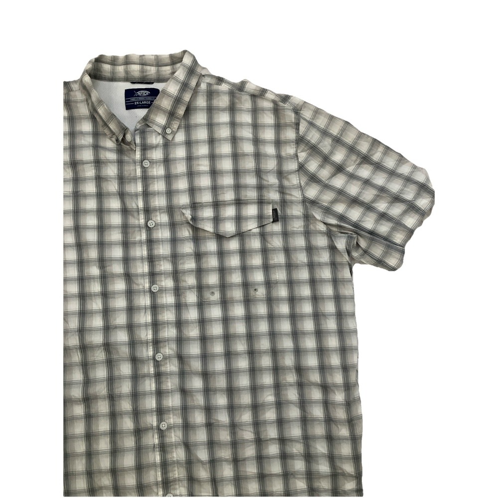 AFTCO AFTech Vented Fishing‎ Shirt Plaid Men's 2XL